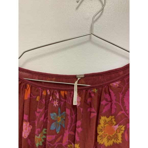 Free People Blouse Wildflower Honey XS Floral Boho Top Berry - Picture 2 of 3